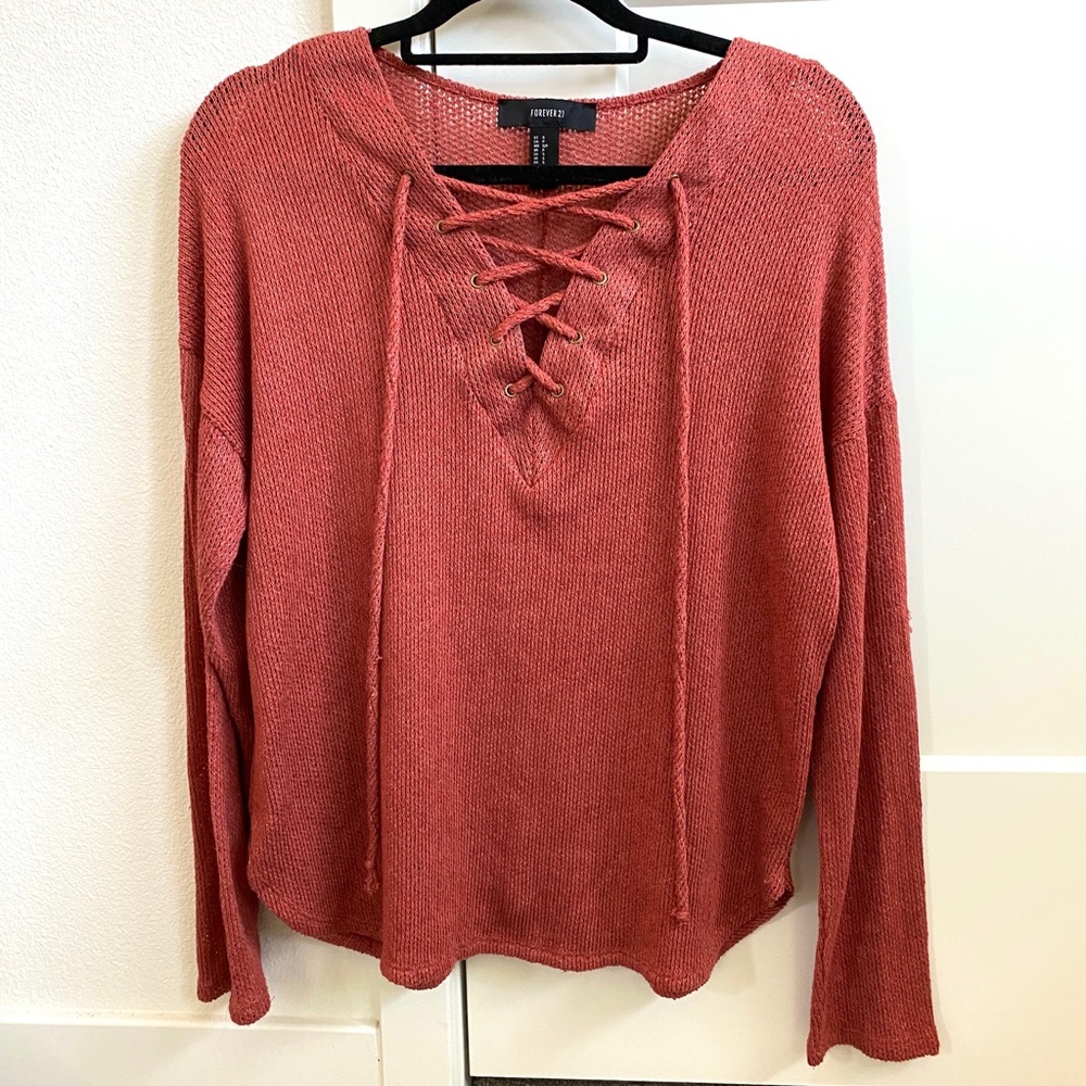 Lace up sweater